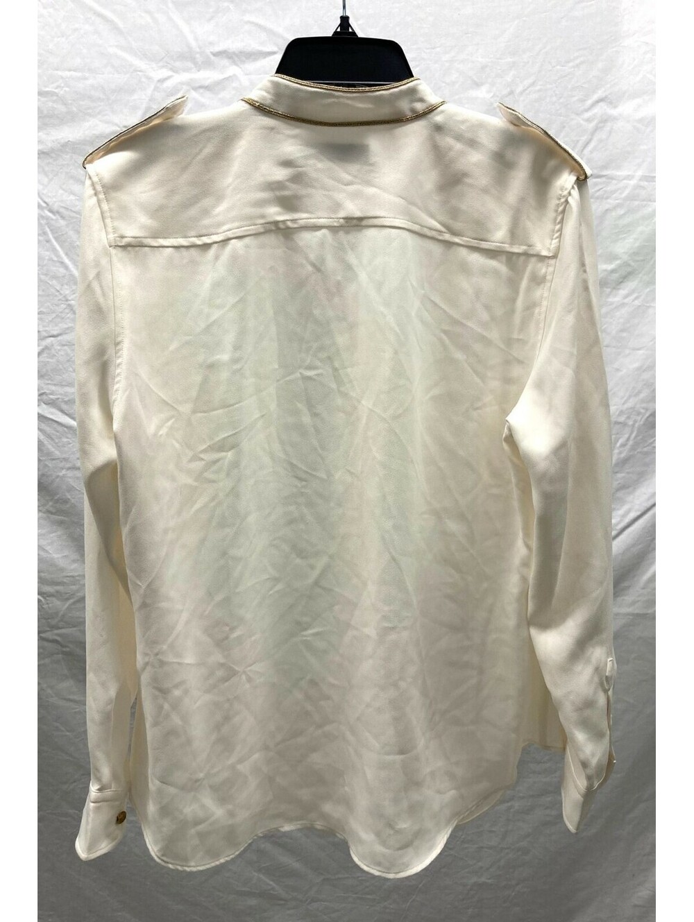 NEW Lauren Ralph Lauren Ivory w/ Metallic Gold Trim Epaulets Blouse XL - Picture 2 of 5